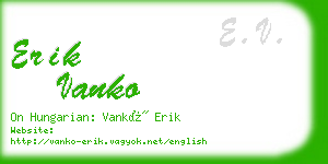 erik vanko business card